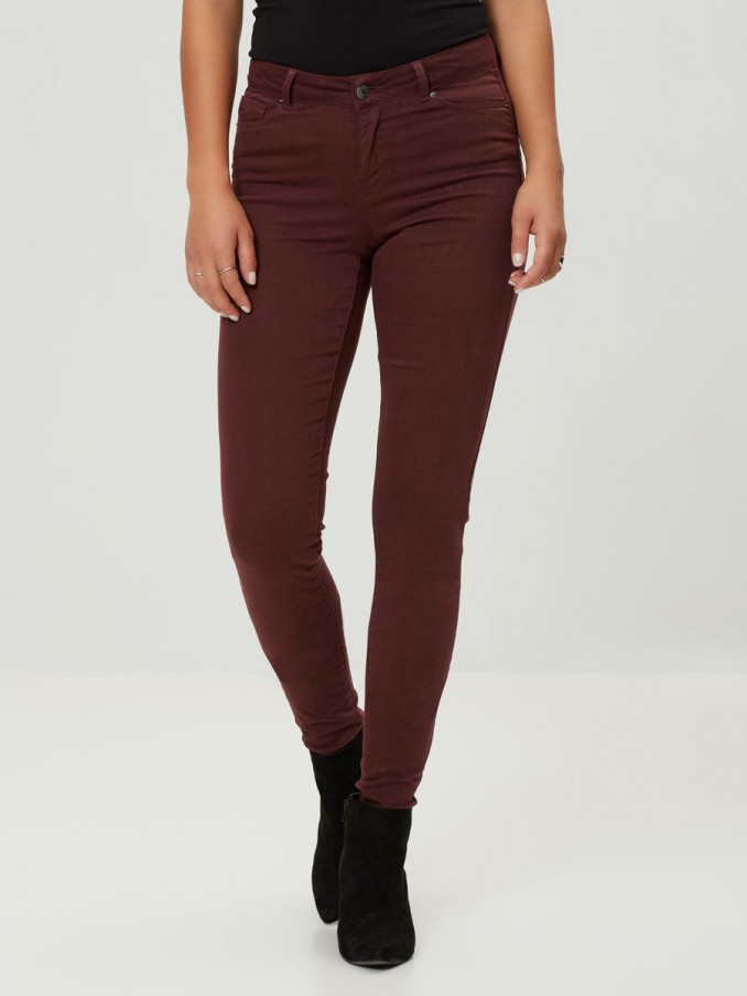 Pantalones Mujer Burdeos Vero Moda