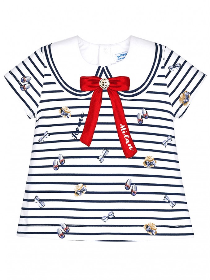 T-Shirt Baby Girl Blue Stripe Mayoral