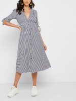 Dress Woman Blue Stripe Vero Moda Dress Woman Blue Stripe Vero Moda