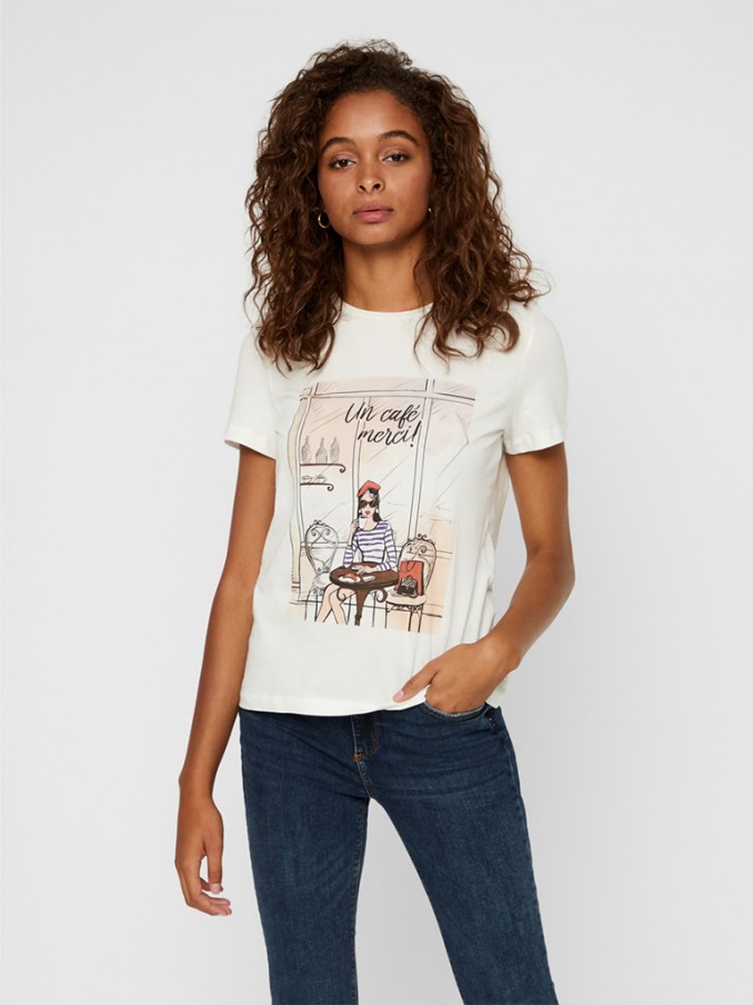 T-Shirt Woman Cream Vero Moda
