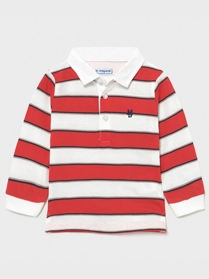Polo Shirt Baby Boy Red Stripe Mayoral
