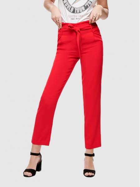 Pantalones Mujer Rojo Only