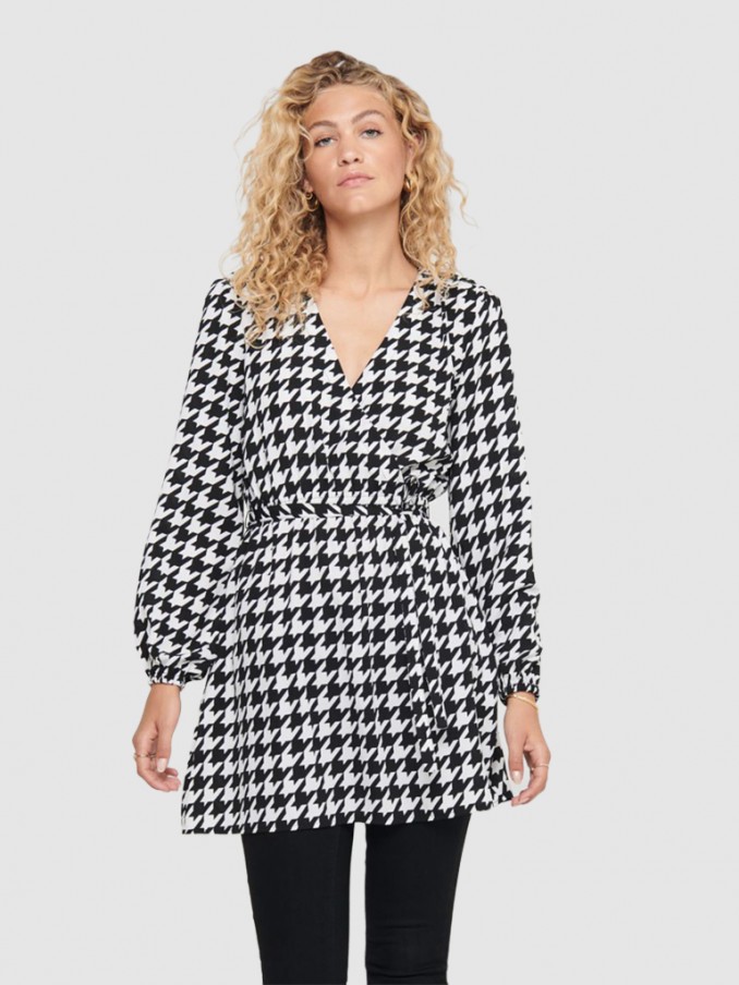 Dress Woman Black W / White Only