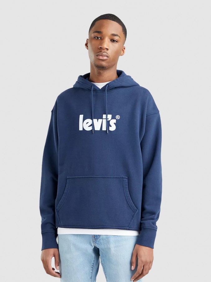 Sweatshirt Man Navy Blue Levis 