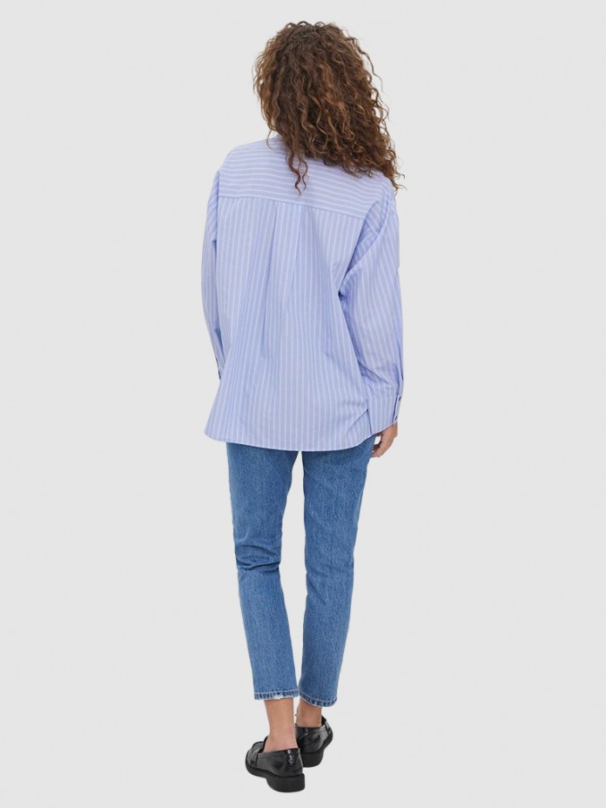 Camisa Mujer Raya Azul Vero Moda