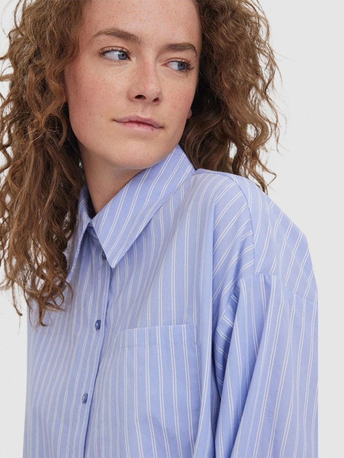 Camisa Mujer Raya Azul Vero Moda