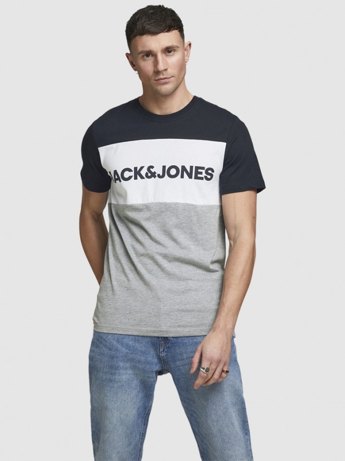 T-Shirt Homem Logo Blocking Jack Jones