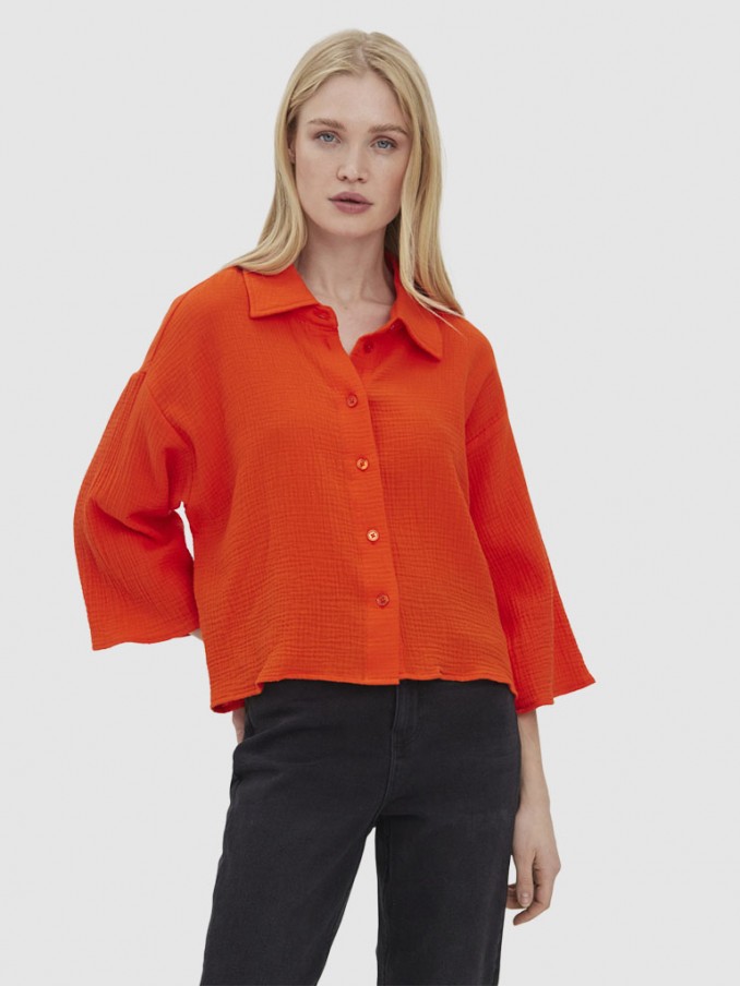 Camisa Mujer Naranja Vero Moda