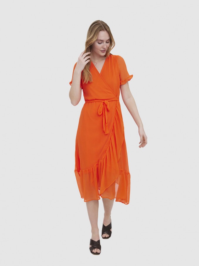 Vestido Mujer Naranja Vero Moda