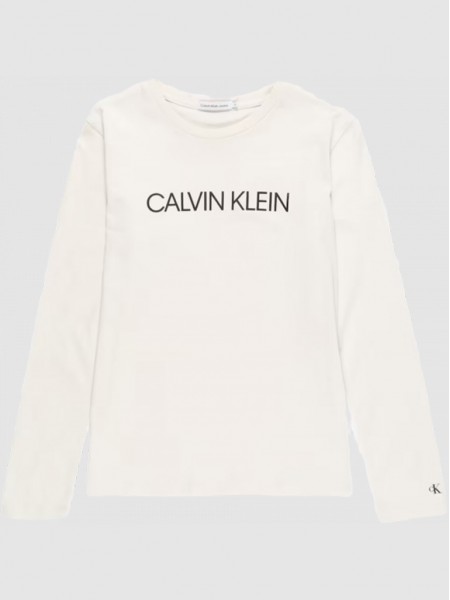 T-Shirt Boy Cream Calvin Klein