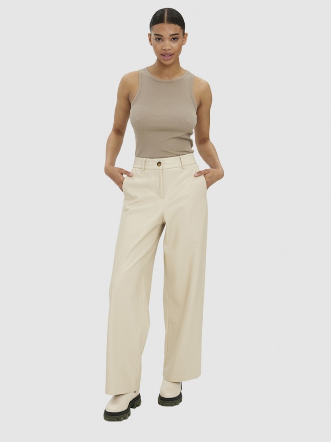 Pants Woman Beige Vero Moda
