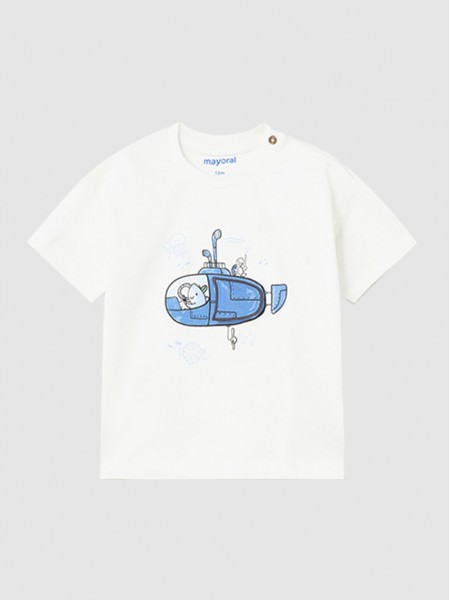 T-Shirt Baby Boy White Mayoral