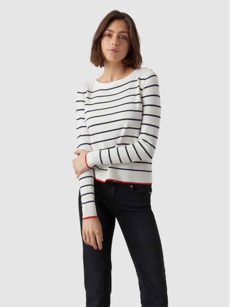 Knitwear Woman Blue Stripe Vero Moda