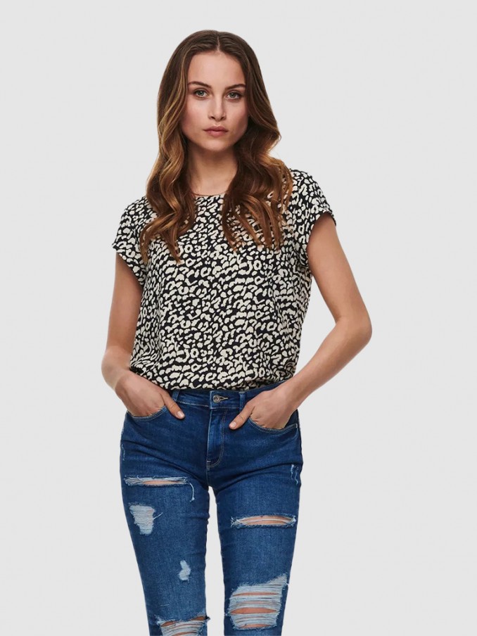 Shirt Woman Black W / White Only