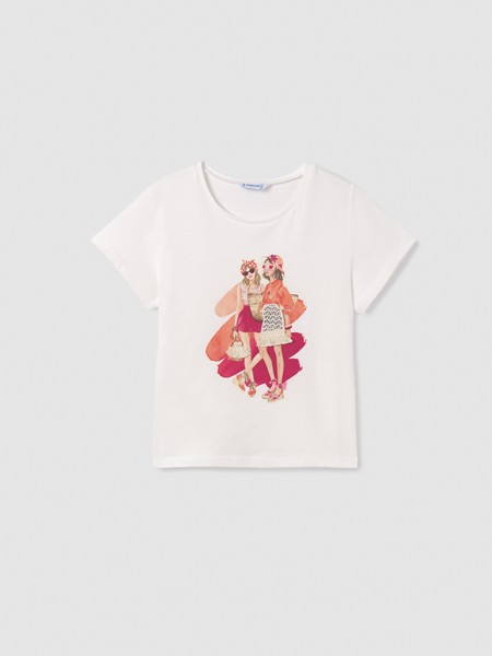 T-Shirt Menina Gr�fica Mayoral