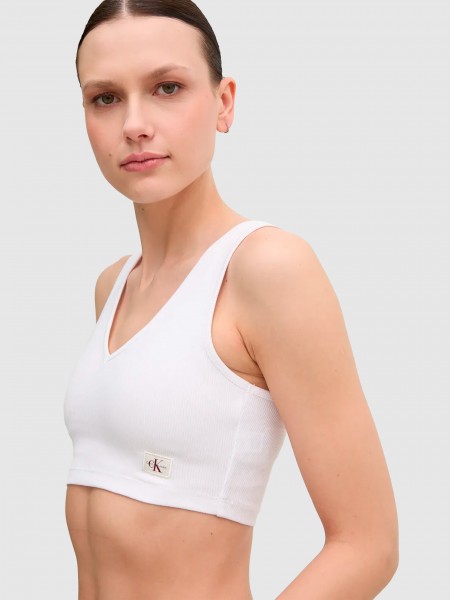Tops Mulher -Woven Label Rib Bralette - Calvin Klein