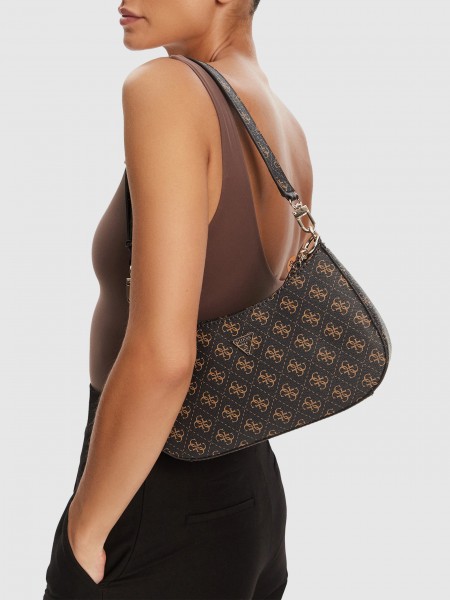 Bolsos de Hombro Mujer (Negro Con Marrón Guess Bolsos de Hombro Mujer (Negro Con Marrón Guess