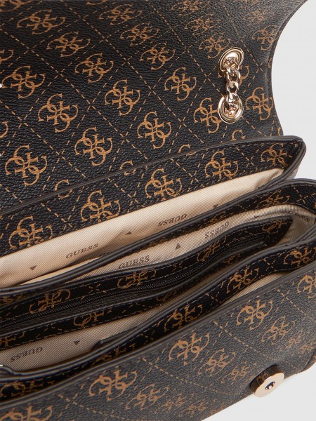 Bolsos de Hombro Mujer (Negro Con Marr�n Guess