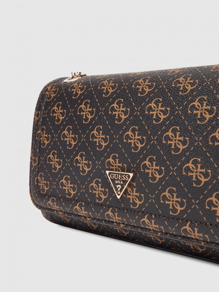 Bolsos de Hombro Mujer (Negro Con Marr�n Guess