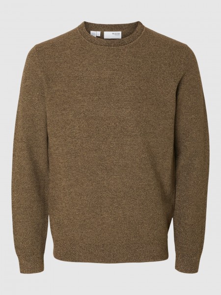 Camisola Homem Slhross Ls Knit Structure Crew Neck Noos Selected