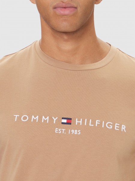 Camiseta Hombre Beige Tommy Hilfiger