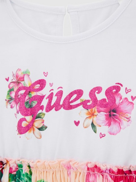 Vestido Guess Menina  Mixed Fabric Ss Dress