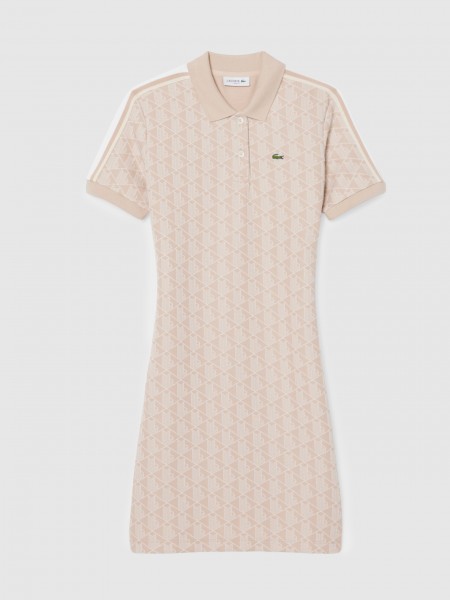 Vestidos Mulher Slim Fit Monogram Jacquard Dress Lacoste