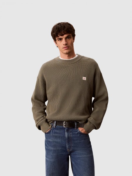 Camisola Calvin Klein Homem Ls Ez Cotton Waffle Crwnk Swtr 9
