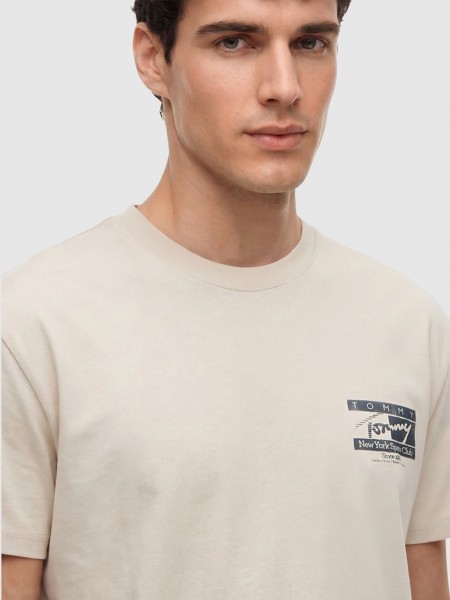 T-Shirt Tommy Jeans Homem Tjm Reg Sign Flag Ss Tee Ext