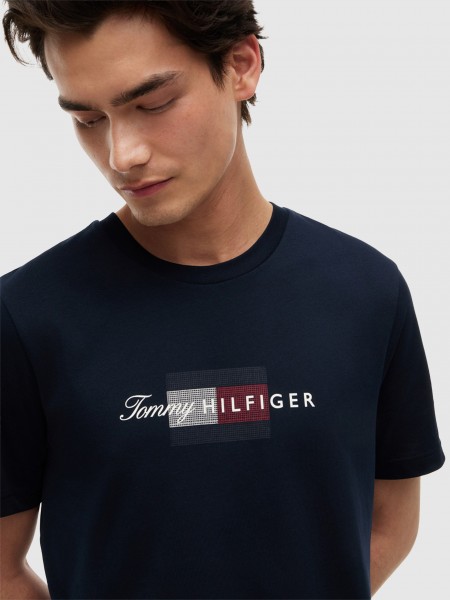 T-Shirt Tommy Hilfiger Homem Script Flag Regular Tee