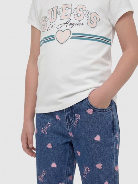 Jeans  Guess Menina Mom Fit Rigid Denim Pants W/em