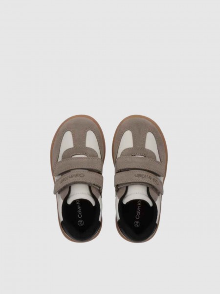 Sapatilha Calvin Klein Menino Low Cut Velcro Sneaker Taupe/off Wh