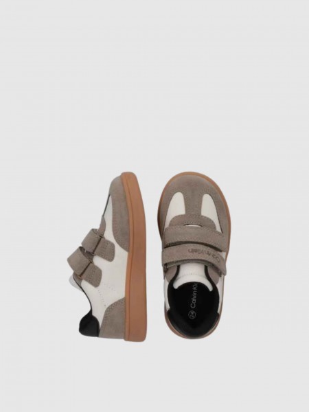 Sapatilha Calvin Klein Menino Low Cut Velcro Sneaker Taupe/off Wh