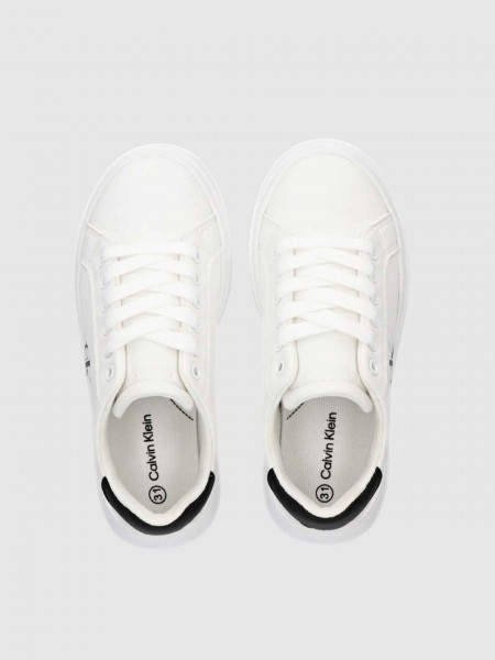Sapatilha Calvin Klein Menino Low Cut Lace-Up Sneaker White/black
