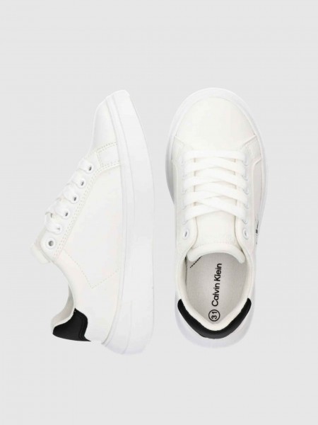 Sapatilha Calvin Klein Menino Low Cut Lace-Up Sneaker White/black