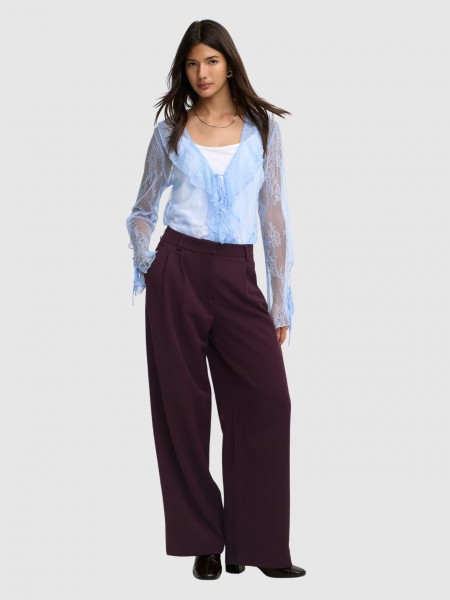 Pants Woman Bordeaux Only