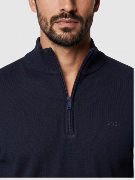 Pullover Man Navy Blue Boss