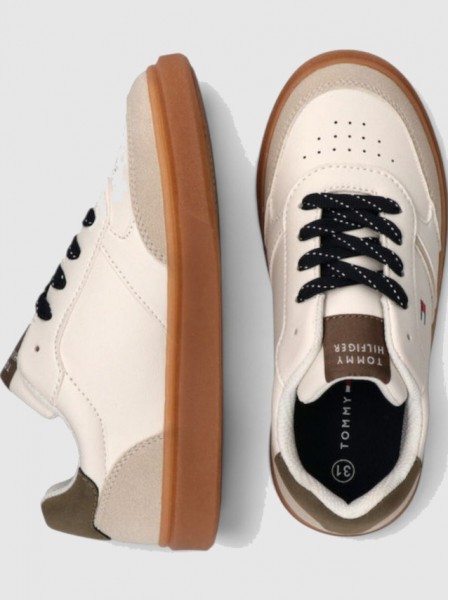 Sapatilha Tommy Hilfiger Menino Low Cut Ace-Up Sneaker Beige/off Wh