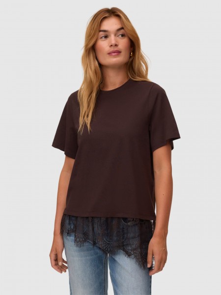 Camiseta Mujer Castaño Oscuro Vero Moda Camiseta Mujer Castaño Oscuro Vero Moda