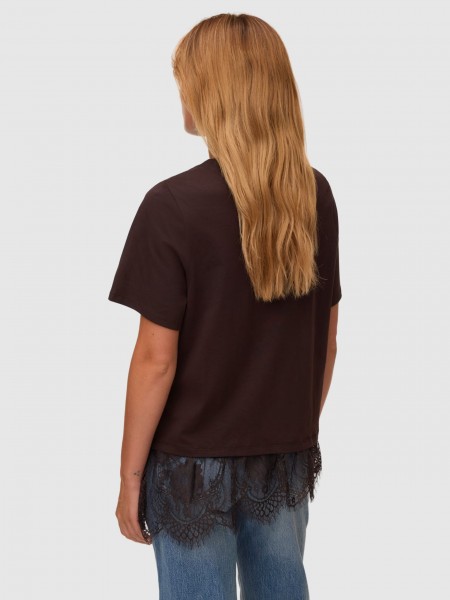 Camiseta Mujer Castaño Oscuro Vero Moda Camiseta Mujer Castaño Oscuro Vero Moda