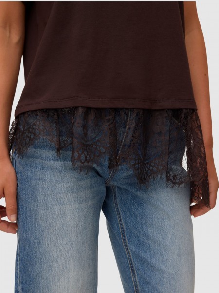 Camiseta Mujer Castaño Oscuro Vero Moda Camiseta Mujer Castaño Oscuro Vero Moda