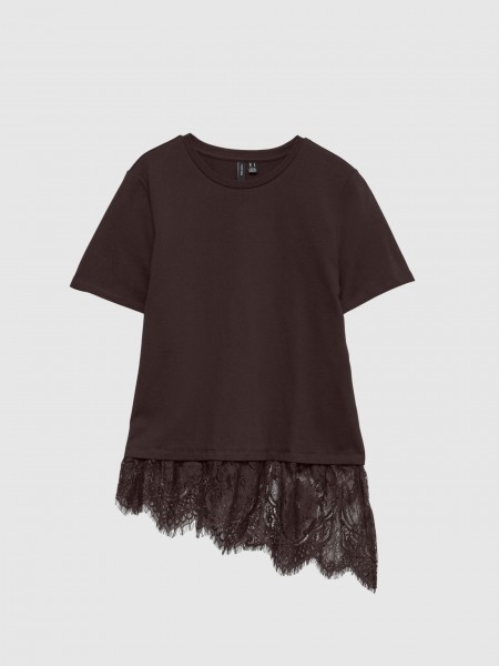 Camiseta Mujer Casta�o Oscuro Vero Moda