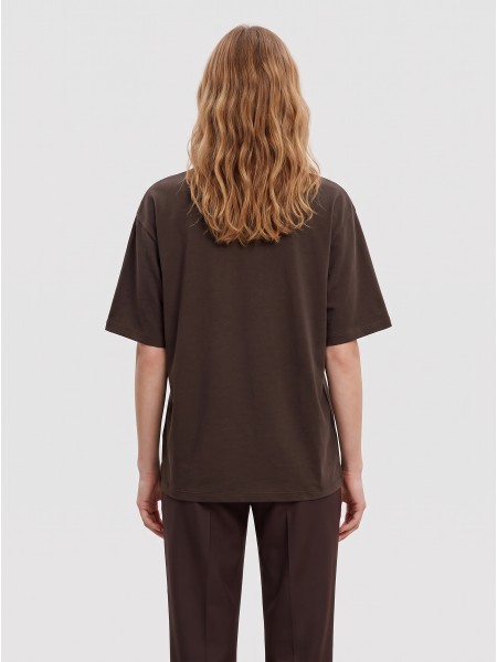 Camiseta Mujer Castaño Oscuro Only Camiseta Mujer Castaño Oscuro Only