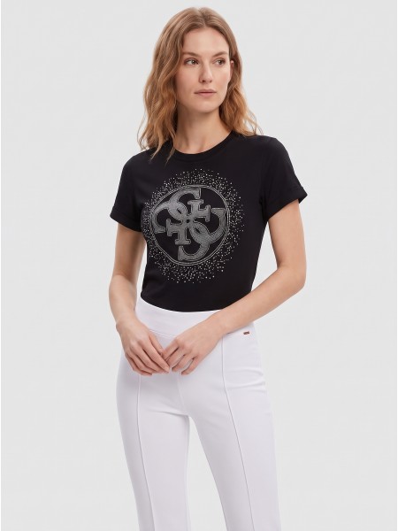 T-Shirt Guess Mulher Ss Cn Round 4G Degrade Hotfix
