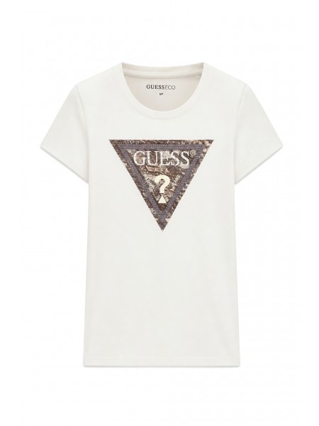 T-Shirt Guess Mulher Ss Cn Snake Triangle Tee