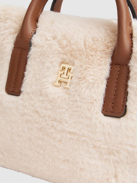 Mala Tommy Hilfiger Mulher Popette Micro Tote Faux Fur