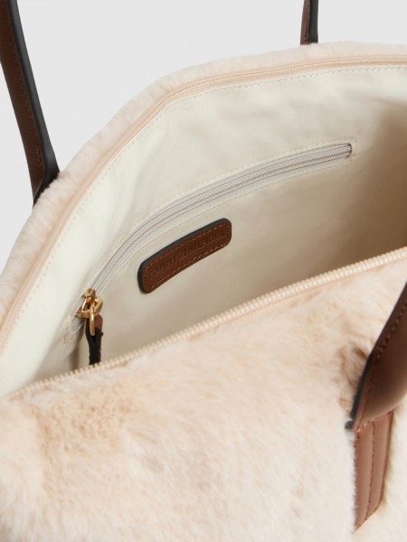 Mala Tommy Hilfiger Mulher Popette East West Tote Faux Fur