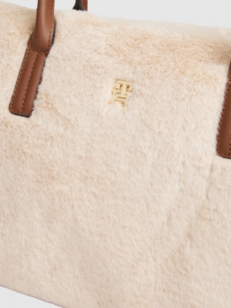Mala Tommy Hilfiger Mulher Popette East West Tote Faux Fur