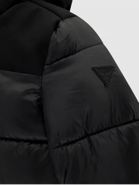 Kispo Guess Menino Hooded Ls  Mixed Fabric Puffer