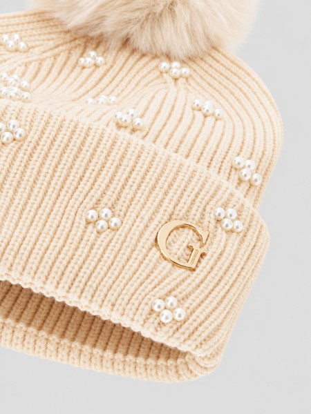 Beanie Woman Cream Guess